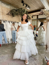Vestido de novia elegante de tul escalonado, vestido de novia vintage Y4266